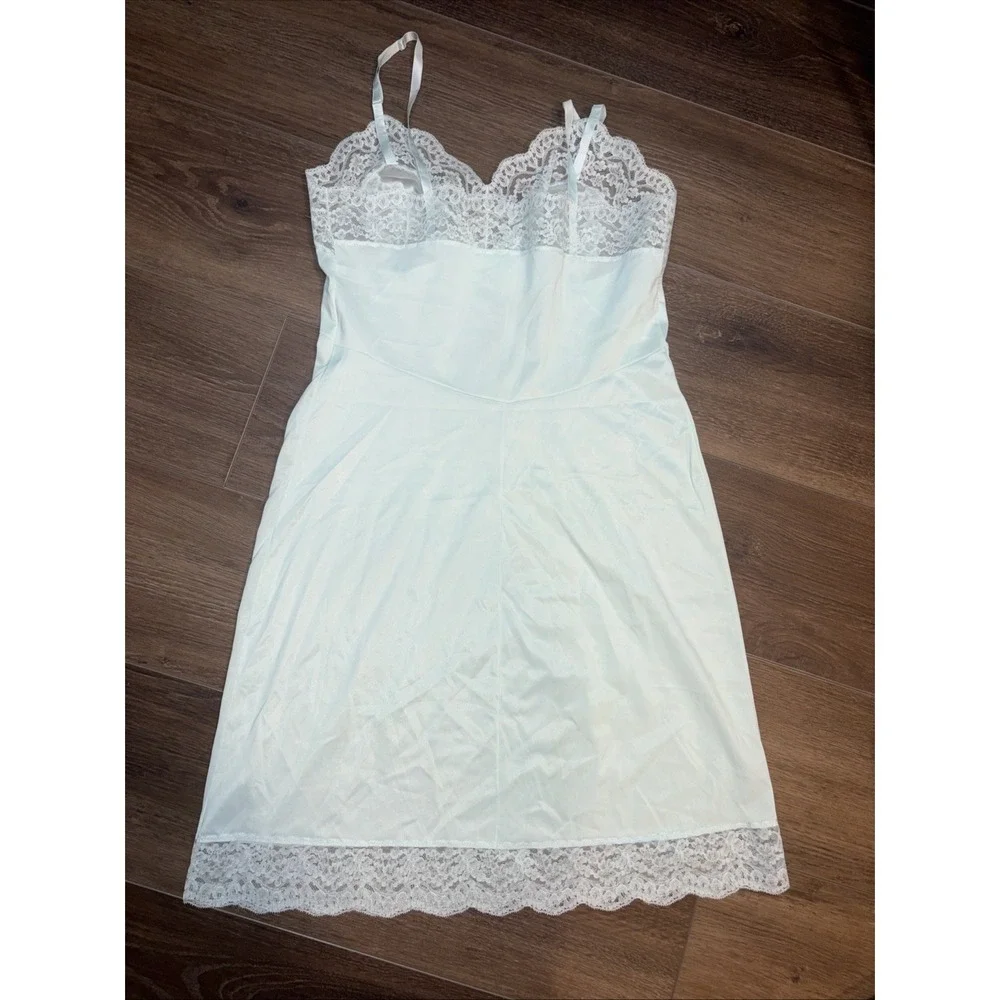 Vintage Vaserette Munsingwear Slip Dress Mint‎  Green 34 A  Lace Fairycore